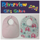 Reversible Bib - Stripes & Elephants